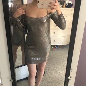 Express Silver Sequin Dress